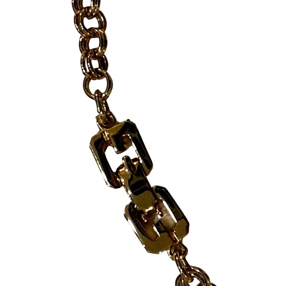 Vintage Givenchy‎ Necklace Gold Tone Logo Geometric 30